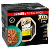 Sheba Mini Filets Gevogelte Selectie in saus megapack natvoer kat (kuipjes) 2 verpakkingen (64 x 85 g)