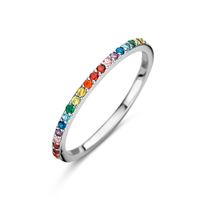 Ring Fantasie zilver-zirconia meerkleurig 1,5 mm