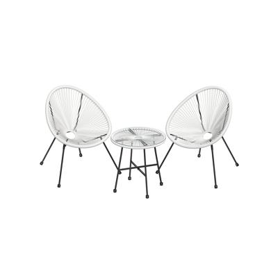 Set van 3 balkonmeubels met tafel en 2 stoelen, Wit
