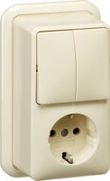Gira combinatie serie met 1-voudige wandcontactdoos met randaarde creme
