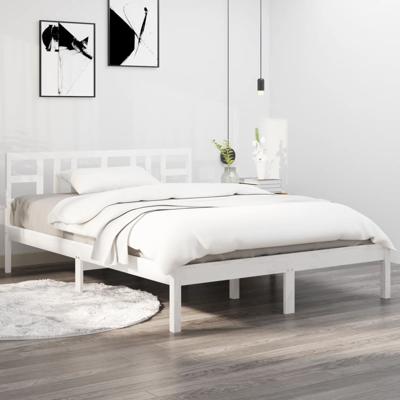 Bedframe massief hout wit 200x200 cm