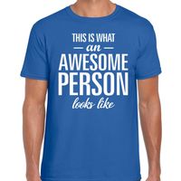 Awesome Person tekst t-shirt blauw heren - thumbnail