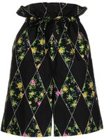 MSGM short taille-haute à fleurs - Noir - thumbnail