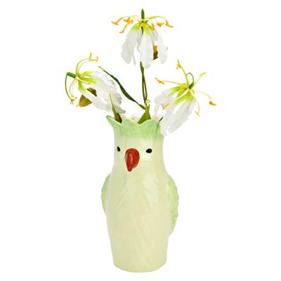 Bloemenvaas Papegaai - groen - keramiek - 13 x 25 x 13 cm - vaas