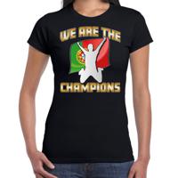 Verkleed T-shirt voor dames - Portugal - zwart - voetbal supporter - themafeest - thumbnail