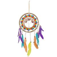 Dromenvanger/dreamcatcher LGTBQ - mobiel - multi kleuren - veertjes/kraaltjes - 22 cm Dromenvanger/dreamcatcher LGTBQ - mobiel - multi kleuren - veertjes/kraaltjes - 22 cm