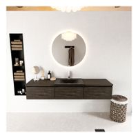 Mondiaz Bukla 180cm badmeubel met module 60 kleur dark brown met 3 lades en wastafel midden 1 kraangat kleur urban
