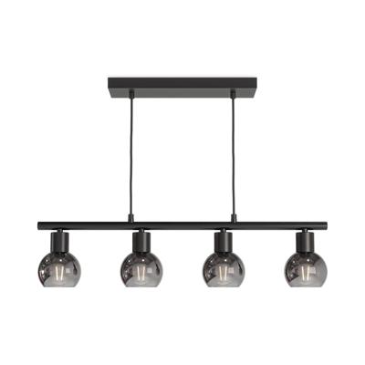 HOFTRONIC™ Glazura - LED Hanglamp Smoke Glas - 4 spots - E14 - Zwart - IP20 - Hanglamp Bollen