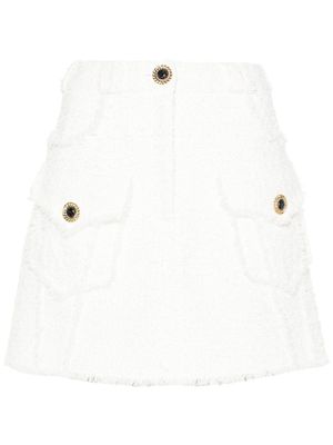 Balmain minijupe en tweed à coupe évasée - Blanc