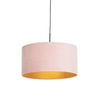 QAZQA Hanglamp met velours kap roze met goud 50 cm - Combi - thumbnail