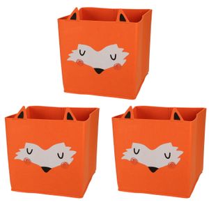 3x stuks opbergmand vilt kinderkamer - dieren thema vos - 32 x 32 x 32 cm