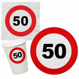 Verjaardag feestartikelen tafel dekken set 50 jaar verkeersbord