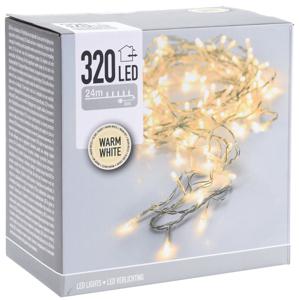 Kerstverlichting - snoer - warm wit - 320 LEDs - 24 m - transparant - kerstversiering