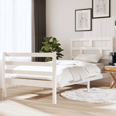 Bedframe massief hout wit 90x190 cm