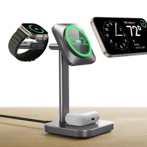 Qi2 3-in-1 Watch Wireless Charging Set (HaloLock) Grey