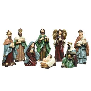 Set van 8x stuks kerststal beelden/kerstbeelden 6 x 3 x 12,5 cm