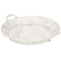 Gietijzeren dienblad/schaal lichtgrijs Lilli 35 cm