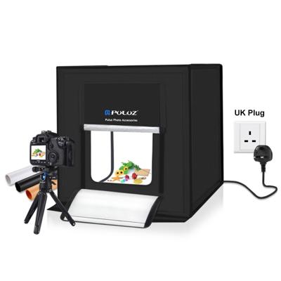 PULUZ 60cm vouwen draagbare 60W 2 x 1690LM 5500K wit licht verlichting fotostudio fotograferen Tent Box Kit met 3 kleuren achtergronden (zwart oranje