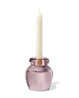 051 2-in-1 Kandelaar 8.5x10cm Glas Transparant Roze (roze)