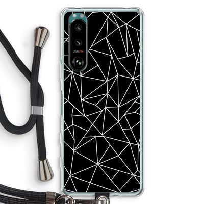 Geometrische lijnen wit: Sony Xperia 5 III Transparant Hoesje met koord