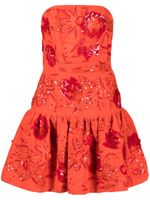 Oscar de la Renta robe en soie à sequins - Orange