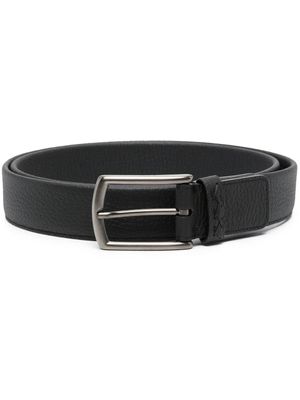 Zegna ceinture en cuir à détails de coutures - Noir