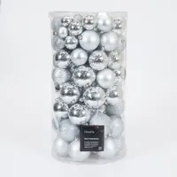 Decoris Kerstbal kunststof d6cm ass 100st zilver