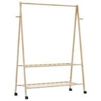 VidaXL Kledingrek met schappen en wielen 132x45,5x155,5 cm bamboe
