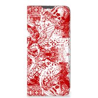 Mobiel BookCase Motorola Moto G22 Angel Skull Rood - thumbnail