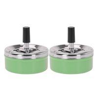 Set van 2x stuks ronde draaiasbak/drukasbak metaal 10 cm groen voor binnen/buiten