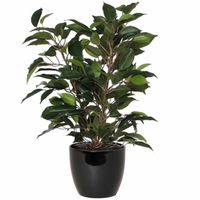 Groene ficus kunstplant 40 cm met plantenpot zwart D13.5 en H12.5 cm - Kunstplanten