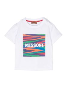 Missoni Kids t-shirt en jersey mélangé à logo imprimé - Blanc