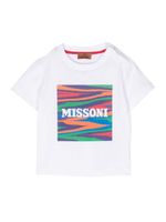 Missoni Kids t-shirt en jersey mélangé à logo imprimé - Blanc