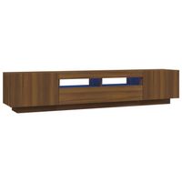 The Living Store TV-meubel LED-verlichting - 100x35x40 cm - bruineiken - bewerkt hout - USB-aansluiting