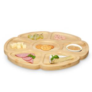 Serveerplank 7 vakken - D30 cm - bamboe hout - kaasplankje - borrelplank - tapasplank
