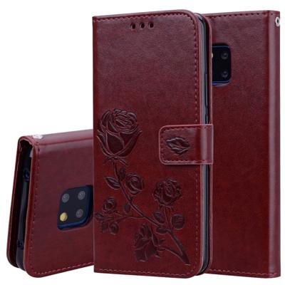 Rose reliëf horizontale Flip PU lederen draagtas voor Huawei mate 20 Pro met houder & kaartsleuven & portemonnee (bruin)