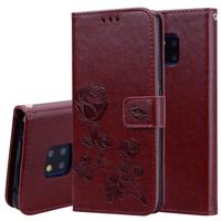 Rose reliëf horizontale Flip PU lederen draagtas voor Huawei mate 20 Pro met houder & kaartsleuven & portemonnee (bruin)
