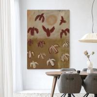 Urban Cotton Wandkleed 'Sunbirds' 110 x 145cm in Frame - black