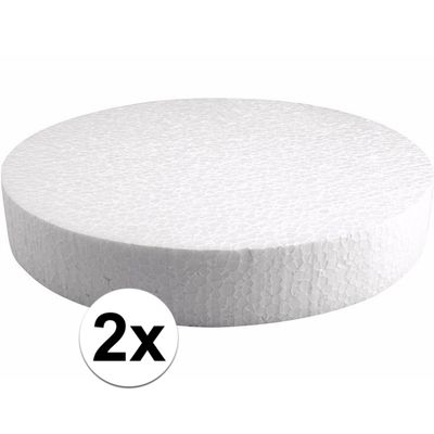 2x Bruiloft neppe taart piepschuim schijven 25 cm
