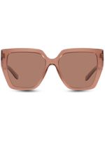 Dolce & Gabbana Eyewear lunettes de soleil transparentes à plaque logo - Marron
