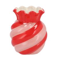 Bloemenvaas Sweety - boeket vaas - keramiek - roze/rood - 13 x 16 cm