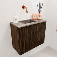 Toiletmeubel Mondiaz Joya Dlux | 50 cm | Meubelkleur Walnut | Faye wastafel Oza Wasbak Links | Zonder kraangat(en)