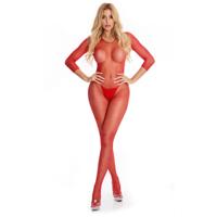 Bodystocking Pink Lipstick Rood (M/L)