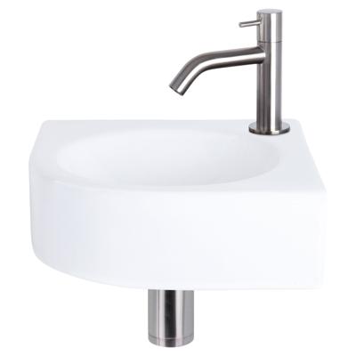 Differnz Cleo fonteinset keramiek - kraan gebogen - 30 x 30 x 10 cm - mat chroom