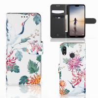 Huawei P20 Lite | Telefoonhoesje | Met pasjeshouder | Bird Flowers