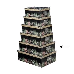 5Five Opbergdoos/box - zwart - L44 x B31 x H15 cm - Stevig karton - Junglebox