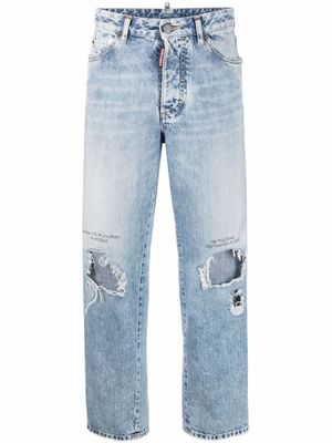 DSQUARED2 jean droit à effet usé - Bleu