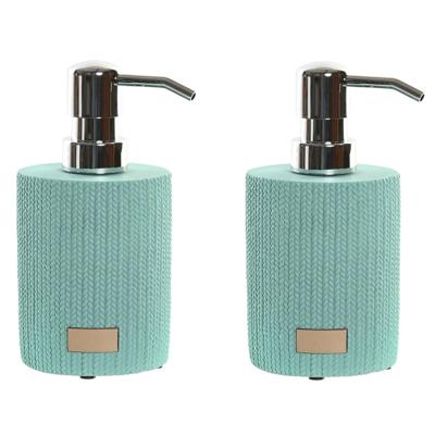 Items Zeeppompje/dispenser - 2x - mintgroen - keramiek - 10 x 16 cm - keuken/toilet/badkamer