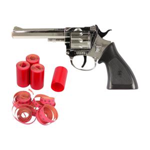 Cowboy speelgoed revolver/pistool - metaal - 100 schots platte plaffertjes - met 2400 shots set