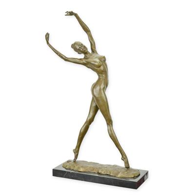 A BRONZE SCULPTURE OF A FEMALE NUDE DANCER